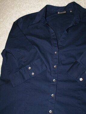 NY&CO 7th Avenue Design Studio Navy Blue Button Down Shirt - Large - LIKE NEW